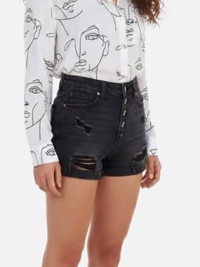 American Eagle 🦅 Women’s Black Ripped Denim Shorts size 00